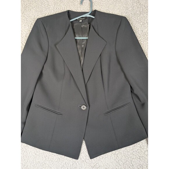 Talbots Black Blazer Jacket Sz 8 Mid Length One Button Lapels Lined - Picture 1 of 7